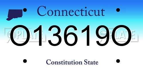 O13619O Connecticut License Plate