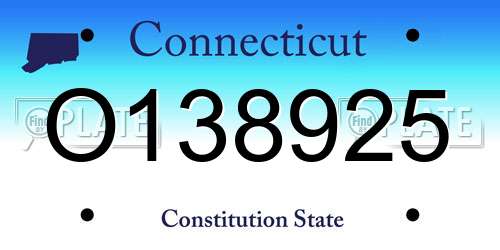 O138925 Connecticut License Plate