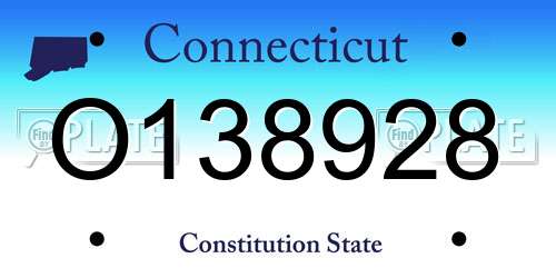 O138928 Connecticut License Plate