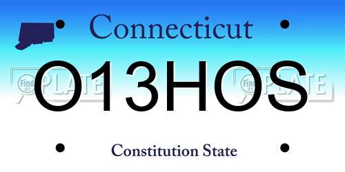 O13HOS Connecticut License Plate