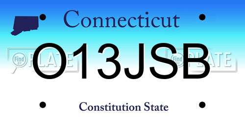 O13JSB Connecticut License Plate