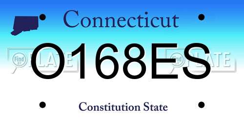 O168ES Connecticut License Plate