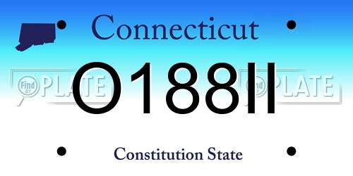 O188II Connecticut License Plate