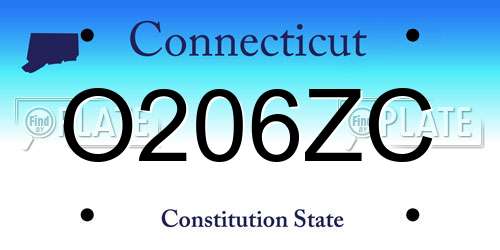 O206ZC Connecticut License Plate