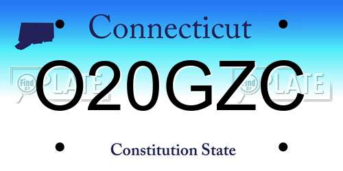 O20GZC Connecticut License Plate