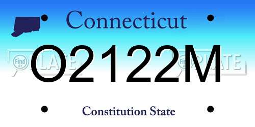 O2122M Connecticut License Plate