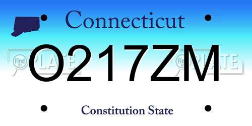 O217ZM Connecticut License Plate