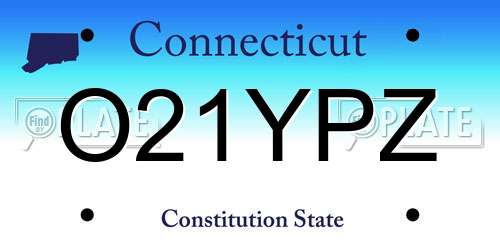 O21YPZ Connecticut License Plate