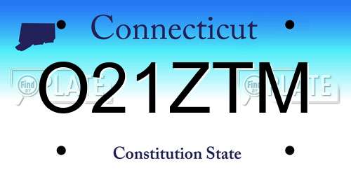 O21ZTM Connecticut License Plate