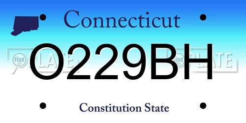 O229BH Connecticut License Plate