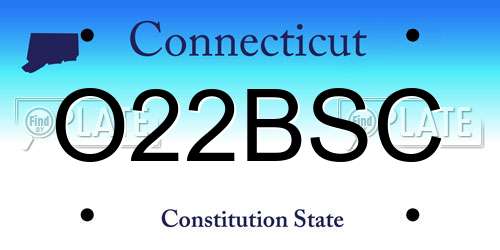 O22BSC Connecticut License Plate