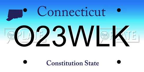 O23WLK Connecticut License Plate