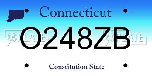 O248ZB Connecticut License Plate