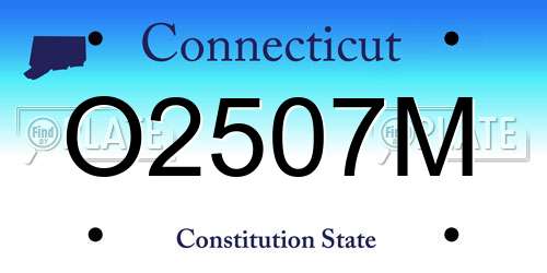 O2507M Connecticut License Plate