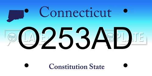 O253AD Connecticut License Plate