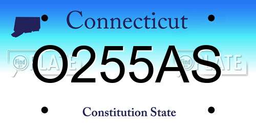 O255AS Connecticut License Plate