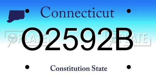 O2592B Connecticut License Plate