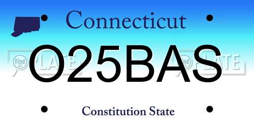 O25BAS Connecticut License Plate