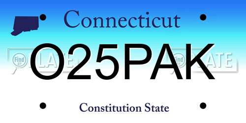 O25PAK Connecticut License Plate