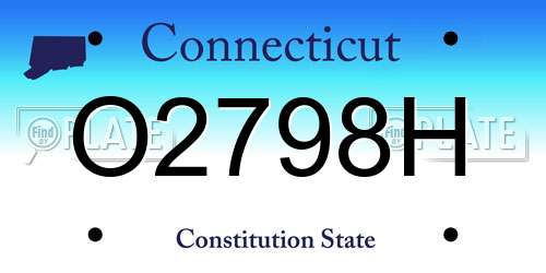 O2798H Connecticut License Plate