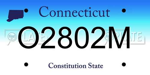 O2802M Connecticut License Plate