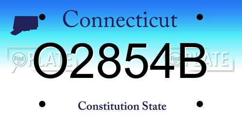 O2854B Connecticut License Plate