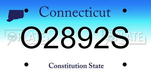 O2892S Connecticut License Plate