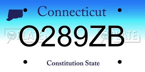O289ZB Connecticut License Plate
