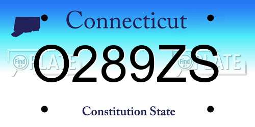 O289ZS Connecticut License Plate