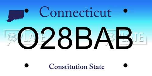 O28BAB Connecticut License Plate