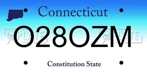 O28OZM Connecticut License Plate