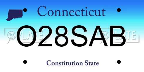O28SAB Connecticut License Plate