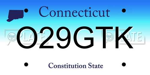 O29GTK Connecticut License Plate