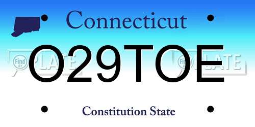 O29TOE Connecticut License Plate