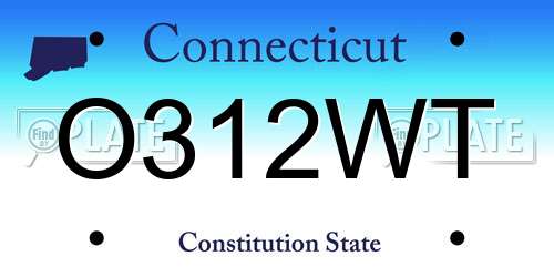 O312WT Connecticut License Plate