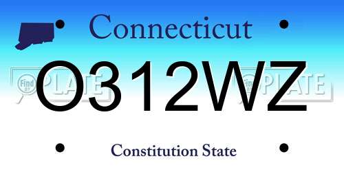 O312WZ Connecticut License Plate
