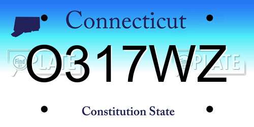 O317WZ Connecticut License Plate