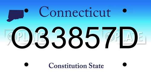 O33857D Connecticut License Plate