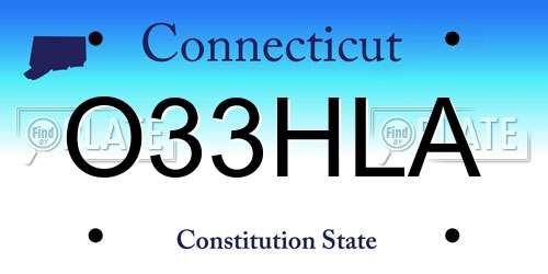 O33HLA Connecticut License Plate