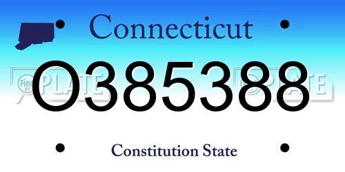 O385388 Connecticut License Plate