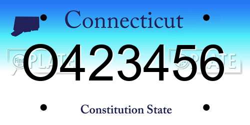 O423456 Connecticut License Plate