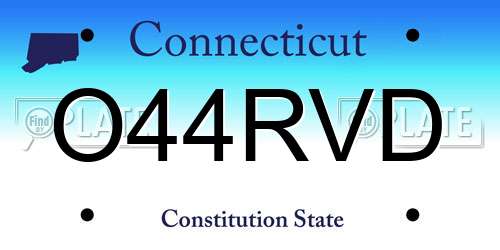 O44RVD Connecticut License Plate