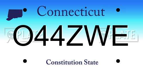 O44ZWE Connecticut License Plate