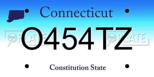 O454TZ Connecticut License Plate