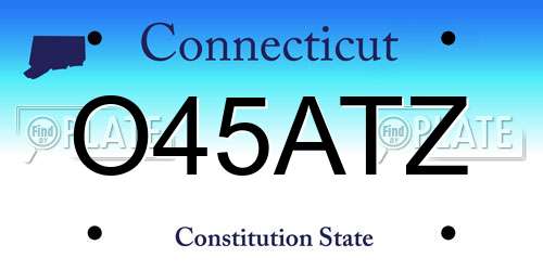 O45ATZ Connecticut License Plate
