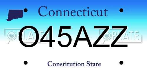 O45AZZ Connecticut License Plate