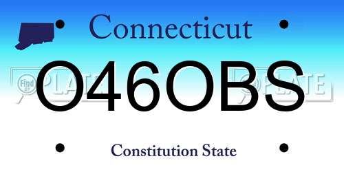 O46OBS Connecticut License Plate
