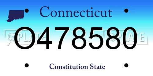 O478580 Connecticut License Plate