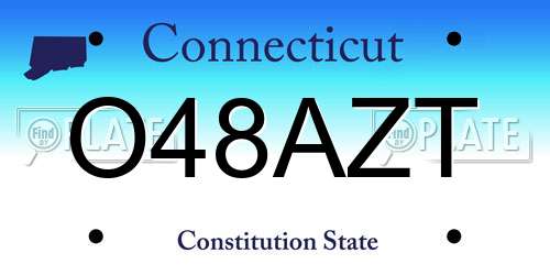 O48AZT Connecticut License Plate