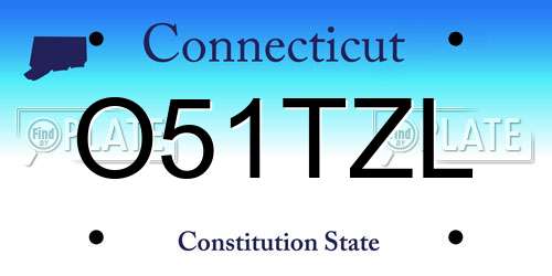 O51TZL Connecticut License Plate